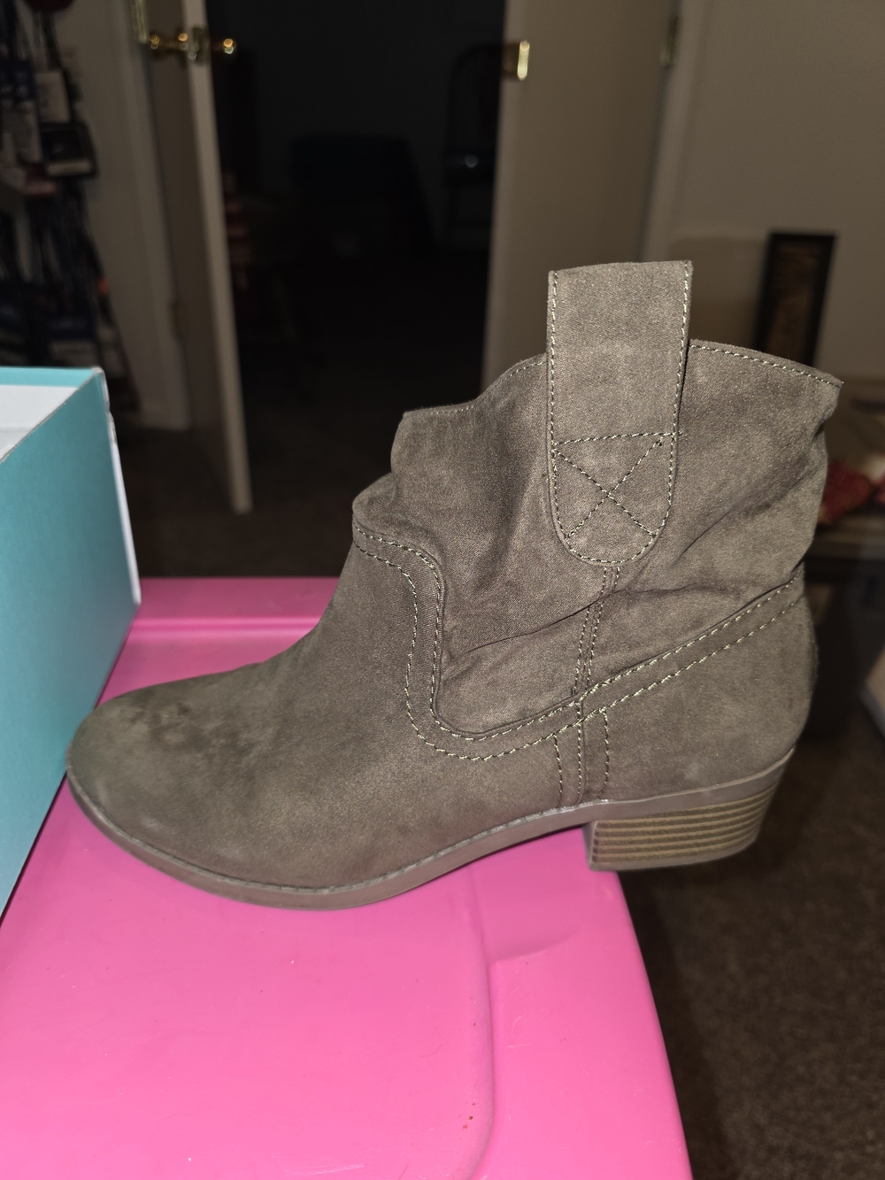 Maurices Taupe Suede Ankle Bootie